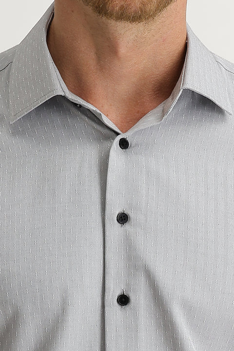 Black Long Sleeve Slim Fit Patterned Shirt