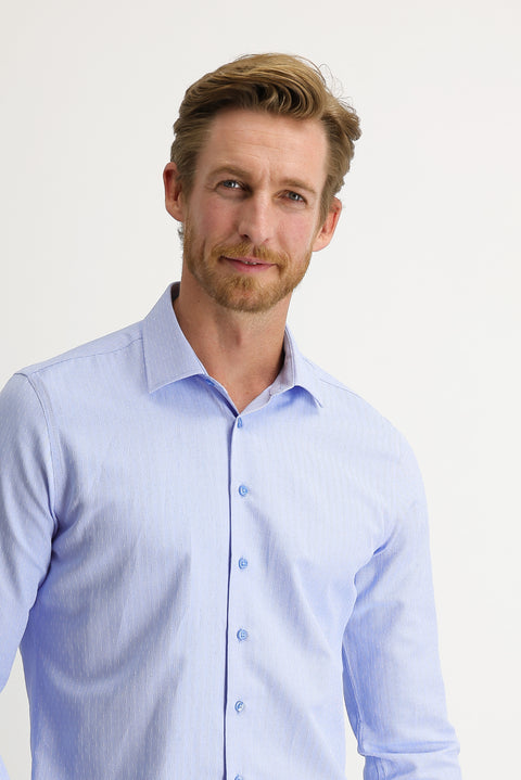 Dark Blue Long Sleeve Slim Fit Patterned Shirt