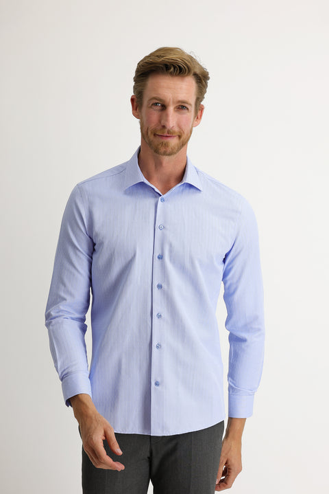 Dark Blue Long Sleeve Slim Fit Patterned Shirt