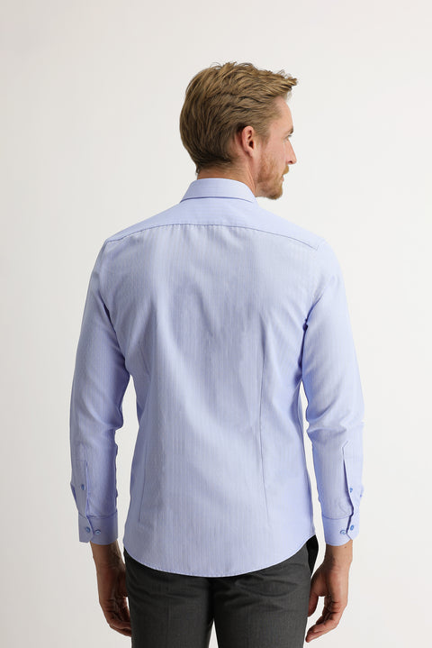 Dark Blue Long Sleeve Slim Fit Patterned Shirt
