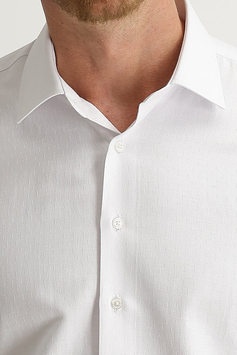 Beyaz Uzun Kol Slim Fit Dar Kesim Desenli Gömlek