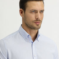 Light Blue Long Sleeve Slim Fit Oxford Shirt
