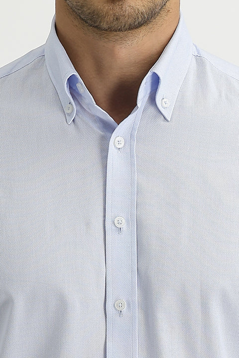 Light Blue Long Sleeve Slim Fit Oxford Shirt