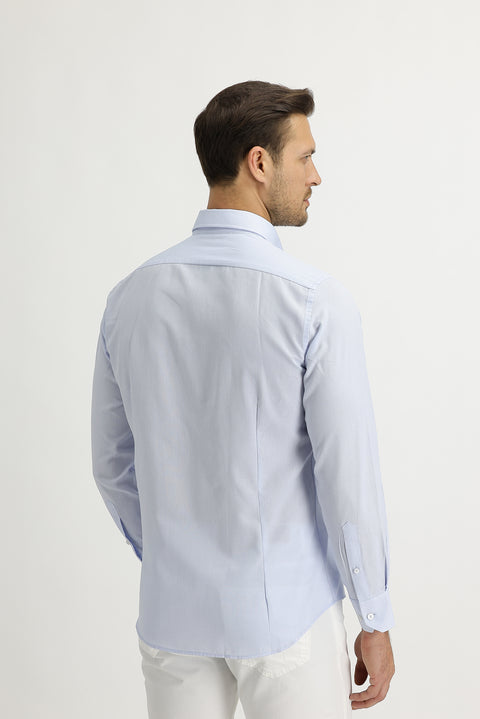 Light Blue Long Sleeve Slim Fit Oxford Shirt