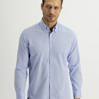 Sky Blue Long Sleeve Slim Fit Narrow Cut Oxford Shirt