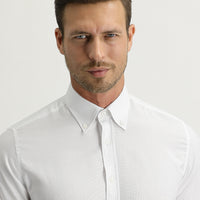 White Long Sleeve Slim Fit Narrow Cut Oxford Shirt