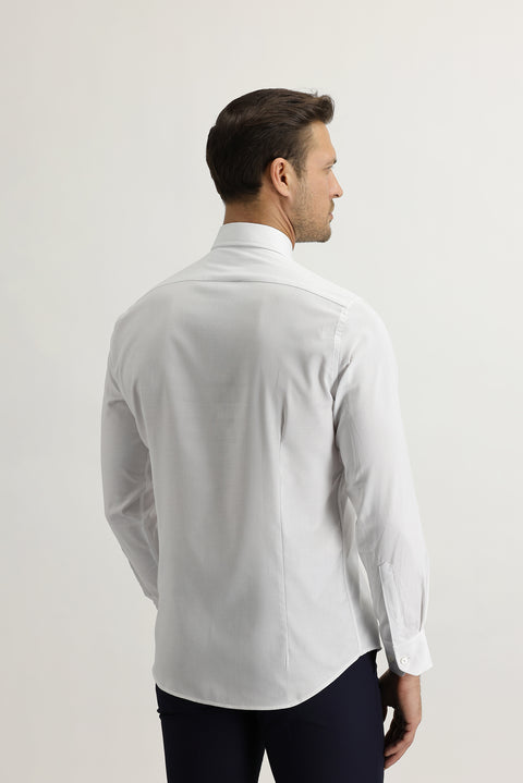 White Long Sleeve Slim Fit Narrow Cut Oxford Shirt