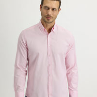 Pembe Uzun Kol Slim Fit Dar Kesim Oxford Pamuklu Gömlek