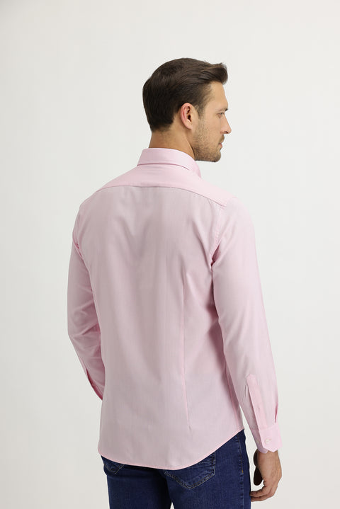 Pembe Uzun Kol Slim Fit Dar Kesim Oxford Pamuklu Gömlek