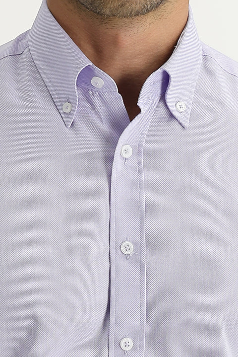 Lilac Long Sleeve Slim Fit Narrow Cut Oxford Shirt