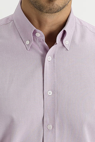  Açık Mor Uzun Kol Slim Fit Dar Kesim Oxford Gömlek