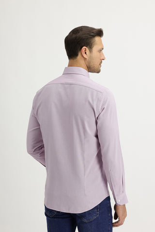  Açık Mor Uzun Kol Slim Fit Dar Kesim Oxford Gömlek
