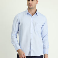 Light Blue Long-Sleeve Classic Patterned Shirt