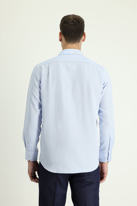 Light Blue Long-Sleeve Classic Patterned Shirt