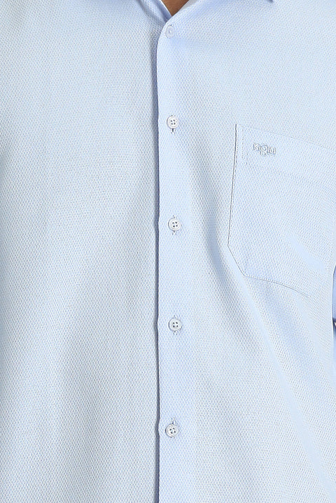 Light Blue Long-Sleeve Classic Patterned Shirt