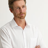 White Long-Sleeve Classic Patterned Shirt