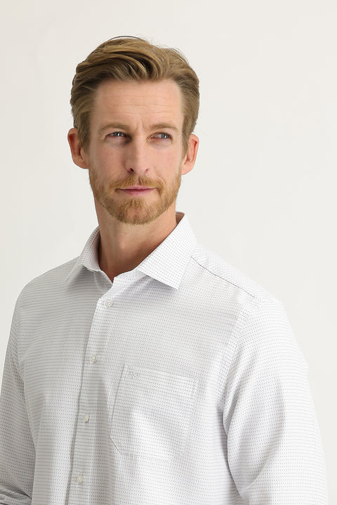 Dark Blue Long-Sleeve Classic Patterned Shirt