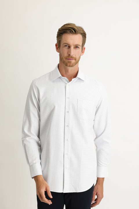 Dark Blue Long-Sleeve Classic Patterned Shirt