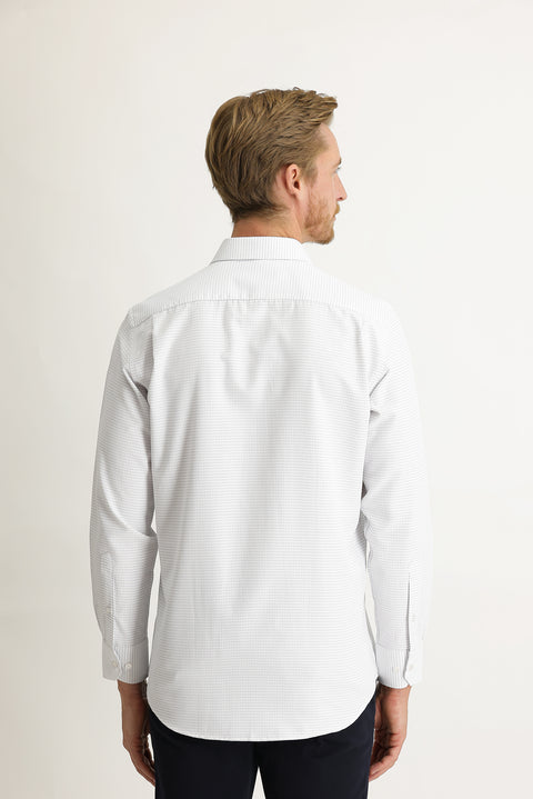 Dark Blue Long-Sleeve Classic Patterned Shirt