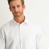 Medium Beige Long-Sleeve Classic Patterned Shirt