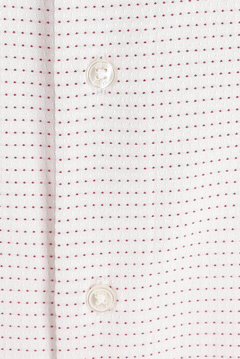 Dark Red Long Sleeve Classic Patterned Cotton Shirt