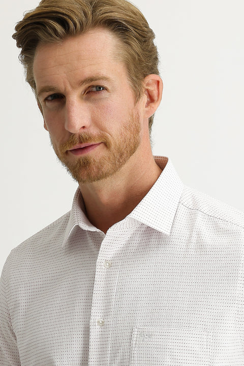 Dark Red Long Sleeve Classic Patterned Cotton Shirt