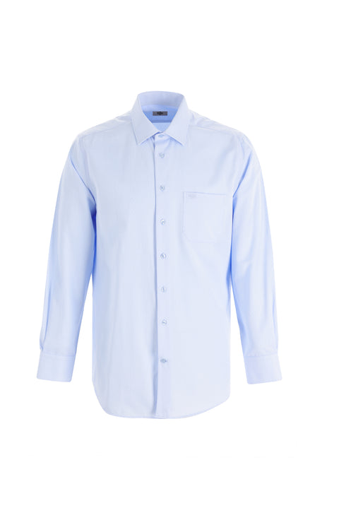 Light Blue Long-Sleeved Patterned Classic Shirt