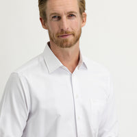 White Long-Sleeved Patterned Classic Shirt