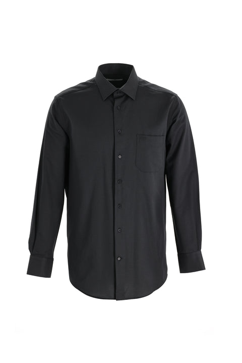 Black Long-Sleeve Classic Patterned Shirt