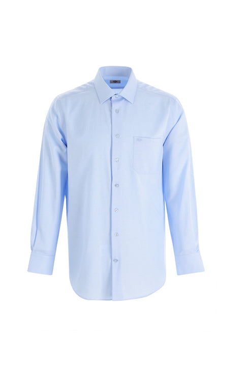 Light Blue Long-Sleeve Classic Patterned Shirt