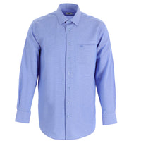 Aqua Blue Long-Sleeve Classic Patterned Shirt