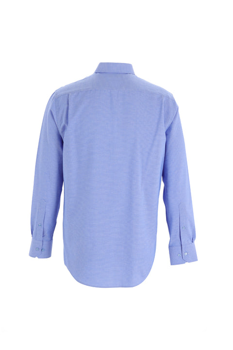 Aqua Blue Long-Sleeve Classic Patterned Shirt