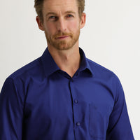 Medium Navy Long Sleeve Non-Iron Classic Cotton Shirt