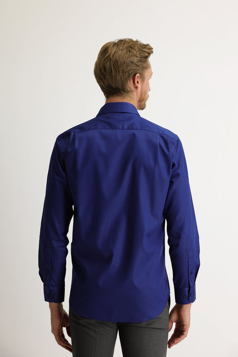 Medium Navy Long Sleeve Non-Iron Classic Cotton Shirt
