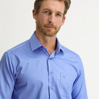 Aqua Blue Long Sleeve Non-Iron Classic Cotton Shirt