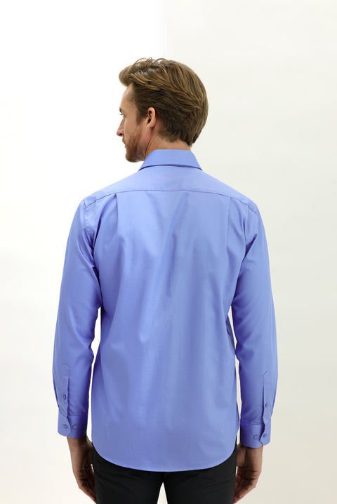 Aqua Blue Long Sleeve Non-Iron Classic Cotton Shirt