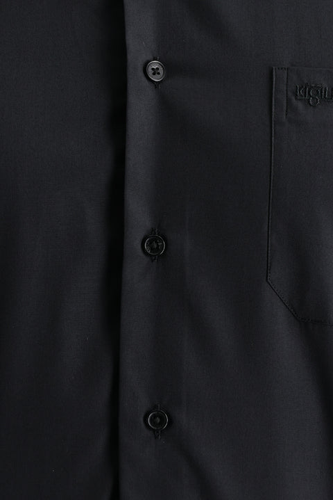 Black Long-Sleeve Classic Cotton Shirt