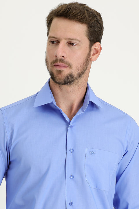 Aqua Blue Long-Sleeve Classic Cotton Shirt