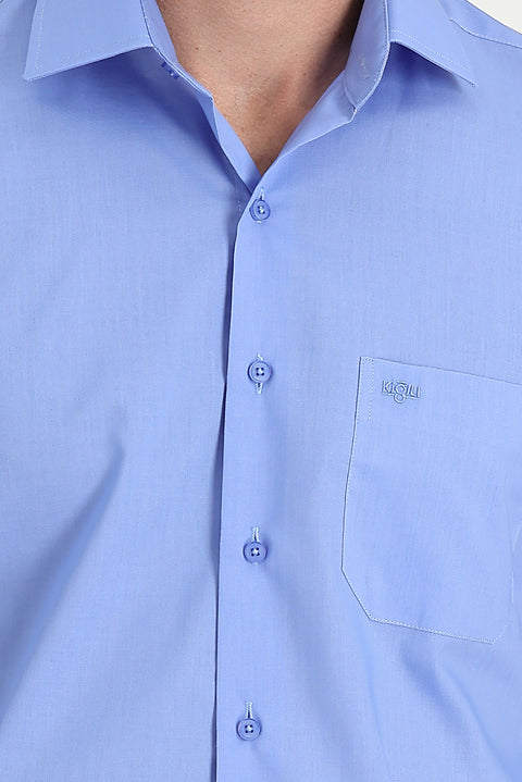 Aqua Blue Long-Sleeve Classic Cotton Shirt