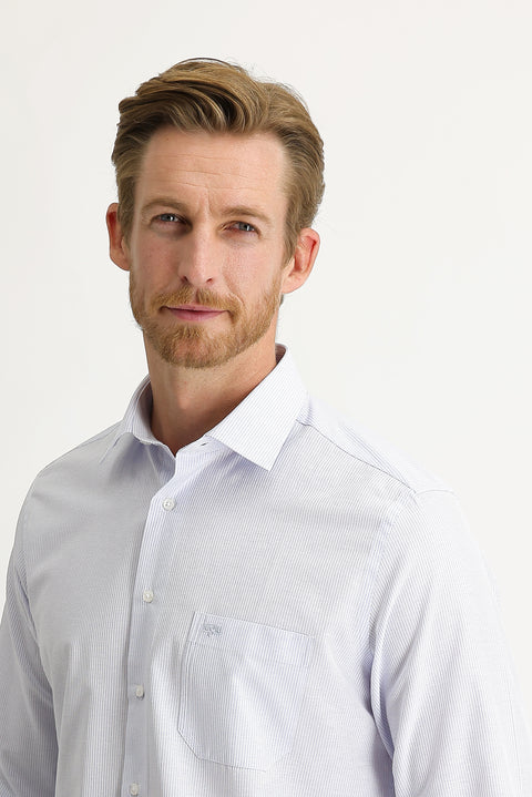 Light Blue Long Sleeve Classic Striped Shirt