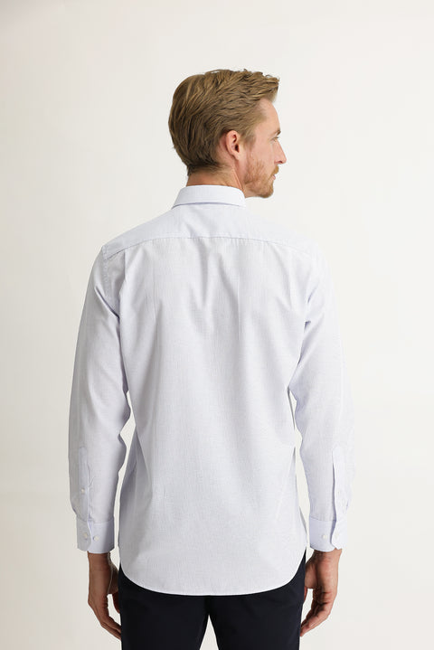 Light Blue Long Sleeve Classic Striped Shirt