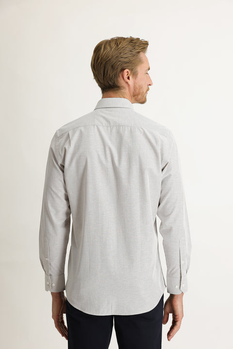 Light Brown Long-Sleeve Classic Striped Shirt