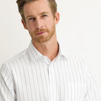 Medium Navy Long Sleeve Regular Fit Striped Shirt