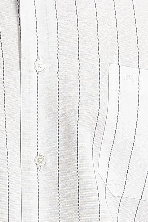 Medium Navy Long Sleeve Regular Fit Striped Shirt