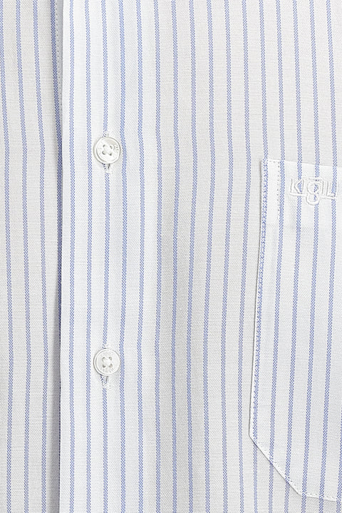 Light Blue Long Sleeve Regular Fit Striped Shirt