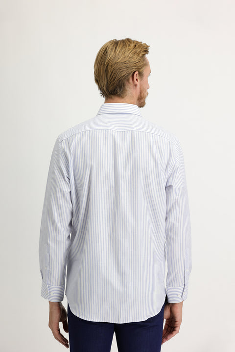 Light Blue Long Sleeve Regular Fit Striped Shirt