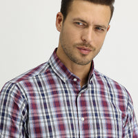 Flag Red Long Sleeve Regular Fit Plaid Shirt