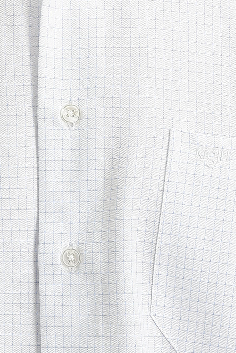 Light Blue Long Sleeve Regular Fit Plaid Shirt