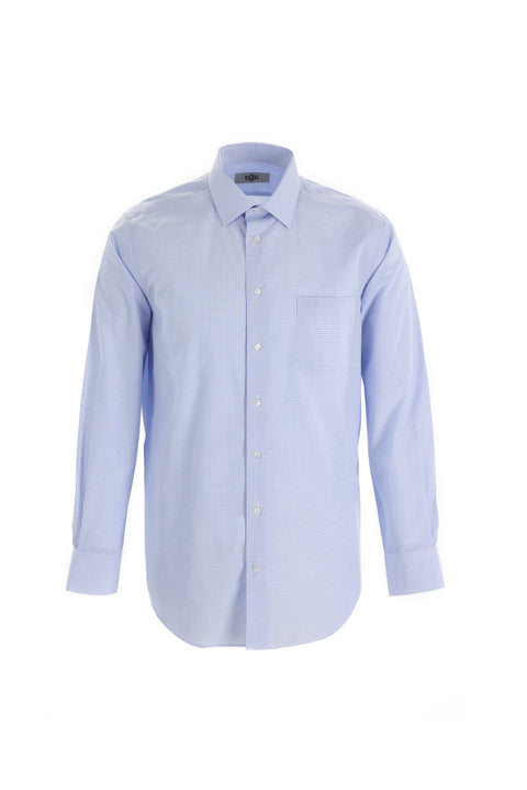 Light Blue Long Sleeve Regular Fit Plaid Shirt