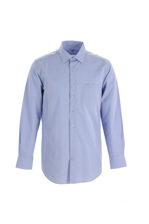 Light Blue Long Sleeve Regular Fit Plaid Shirt